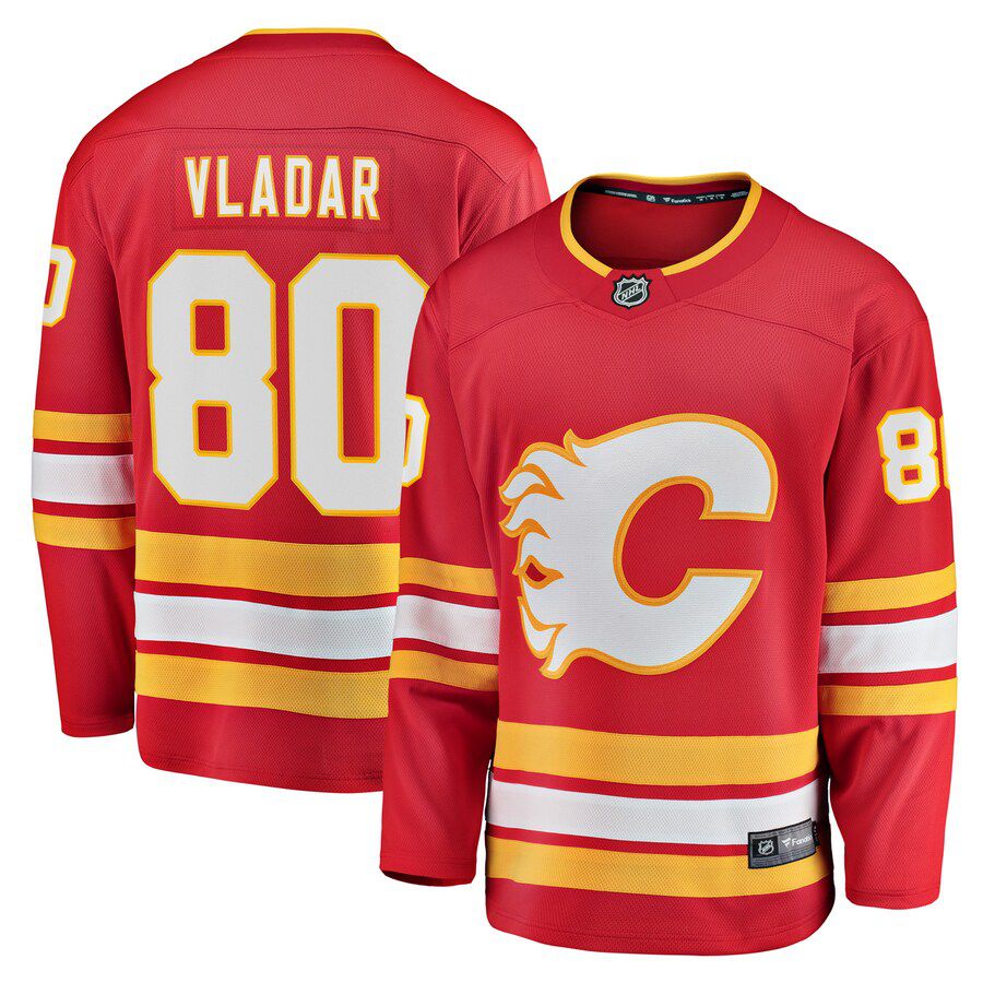 Men Calgary Flames #80 Daniel Vladar Fanatics Branded Red Home Breakaway Player NHL Jersey->customized nhl jersey->Custom Jersey